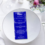 Birthday Menu royal blue silver sparkles<br><div class="desc">Birthday party menu card.  Personalize and add a name,  age,  date and the menu. A royal blue background,  decorated with faux silver glitter. White colored letters.</div>
