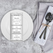 Birthday Menu silver confetti elegant