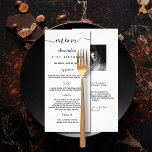 Birthday Menu white black photo fun facts simple<br><div class="desc">Birthday party menu card.  Personalize and add a name,  age,  date and the menu. A chic white background.  Black colored letters.
Back: add a photo of the birthday girl,  fun facts and names.</div>
