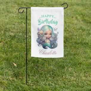 BIRTHDAY Mermaid Banner Garden Flag