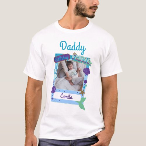 Birthday Mermaid Dad Photo Frame Shirt