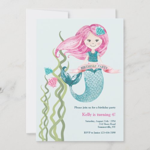 Birthday Mermaid Invitation