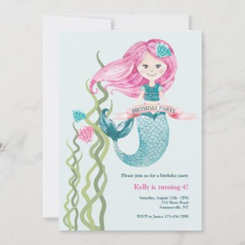 Birthday Mermaid Invitations by heartfeltclub at Zazzle