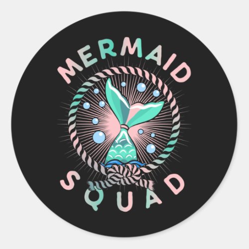 Birthday Mermaid Squad Father Kids Mom Classic Round Sticker