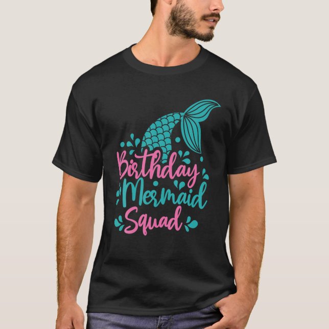 Birthday Mermaid Squad Party Matching Family T-Shirt (Front)