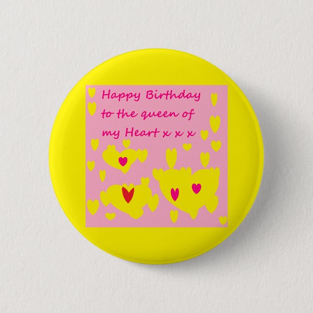 Birthday message for her on a button badge (Front)