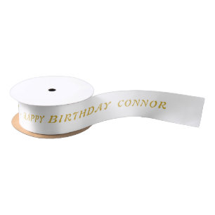 Birthday Metallic Gold Ribbon with Name