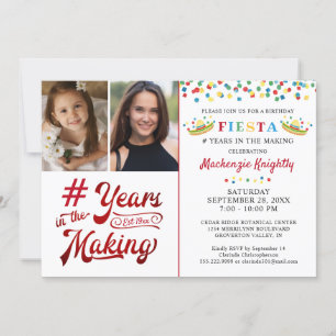 Birthday Mexican Fiesta 2 Photo Any Age Invitation