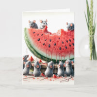 Birthday Mice Eating Watermelon