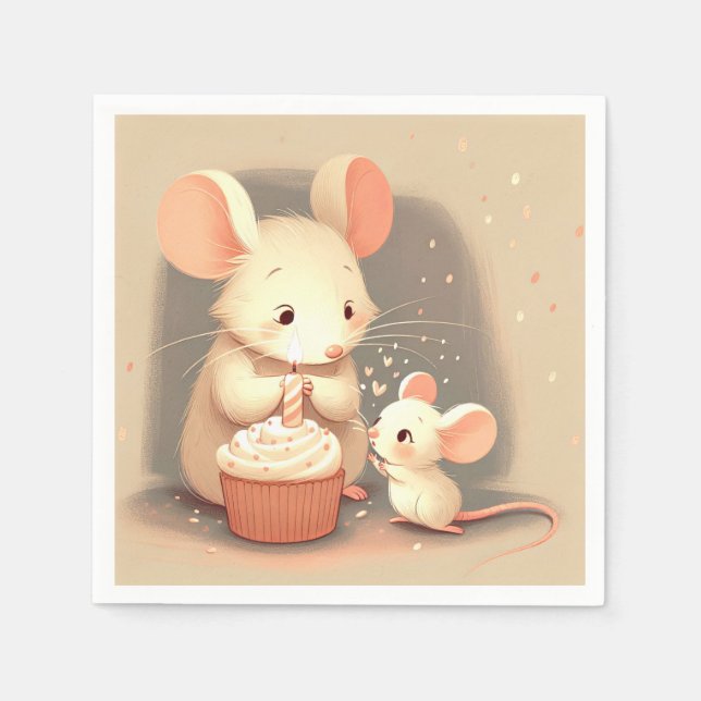 Birthday Mice With Cupcake Napkins (Front)