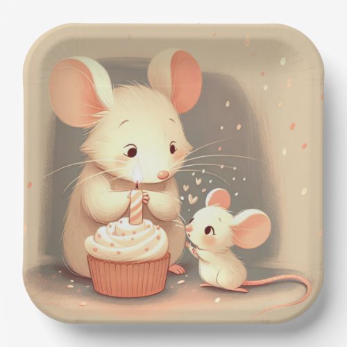 Birthday Mice With Cupcake Paper Plates