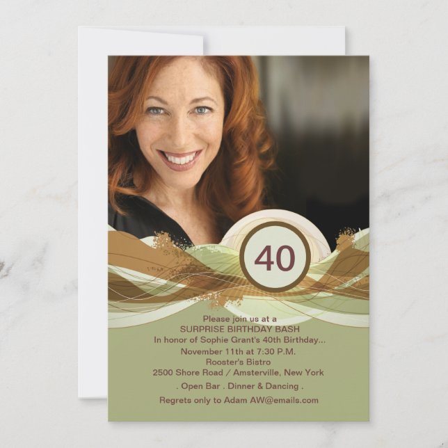 Birthday Milestone Green Photo Invitation (Front)