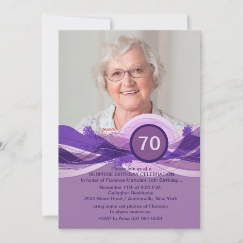 Birthday Milestone Plum Photo Invitation