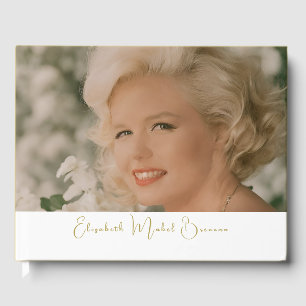 Birthday Milestone Simple Photo White Elegant  Guest Book
