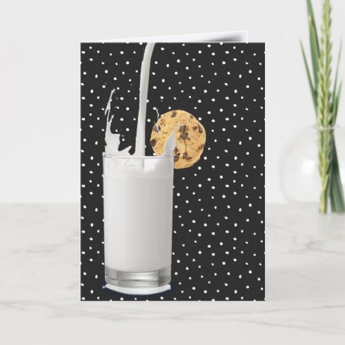 birthday milk and cookie on plaid card