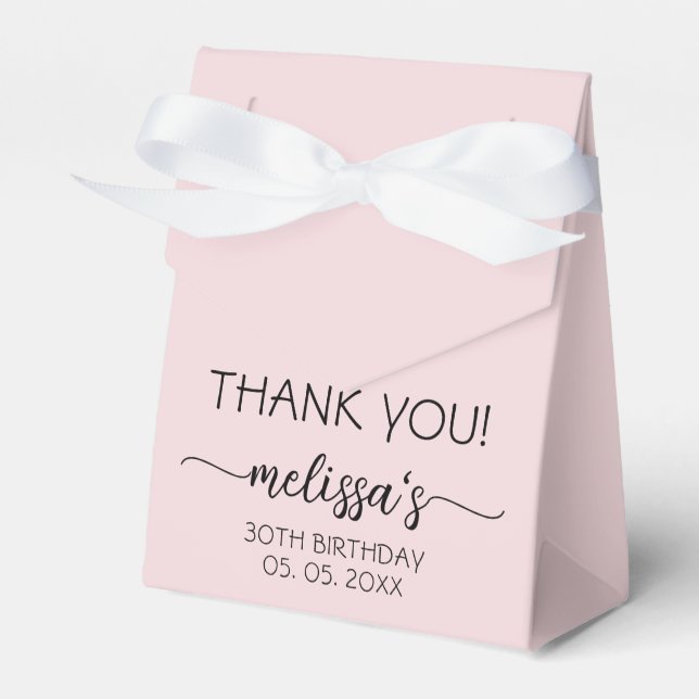 Birthday Minimal Dusty Pink Monogram Name Script Favor Boxes (Front Side)