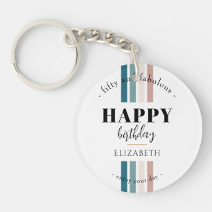 Birthday Minimalist design in pastel colors Keychain