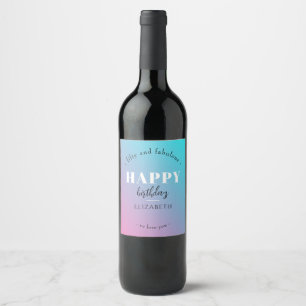 Birthday Minimalist design in pastel colors Wine Label