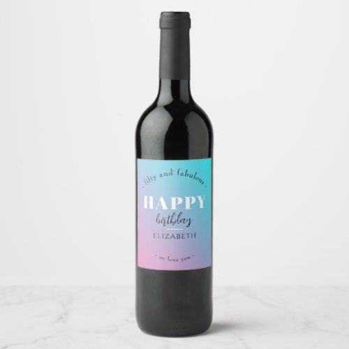 Birthday Minimalist design in pastel colors Wine Label