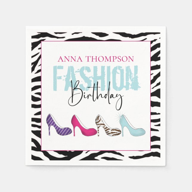 Birthday Minimalist Modern Fashion Girl Shoes Napkins (Front)