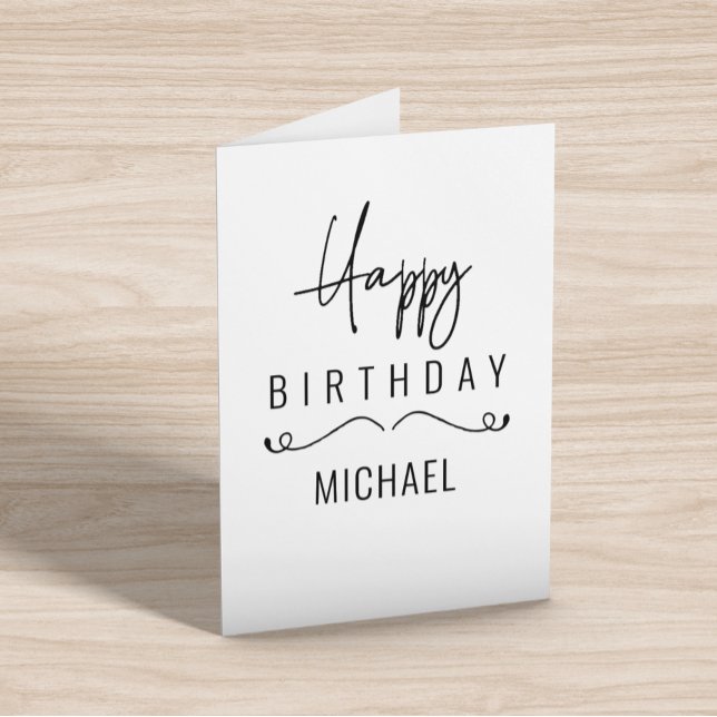 Birthday Minimalistic Script Personalized name Card (Creator Uploaded)