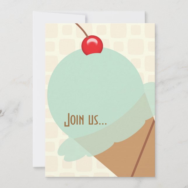 Birthday mint ice cream party invitation (Front)