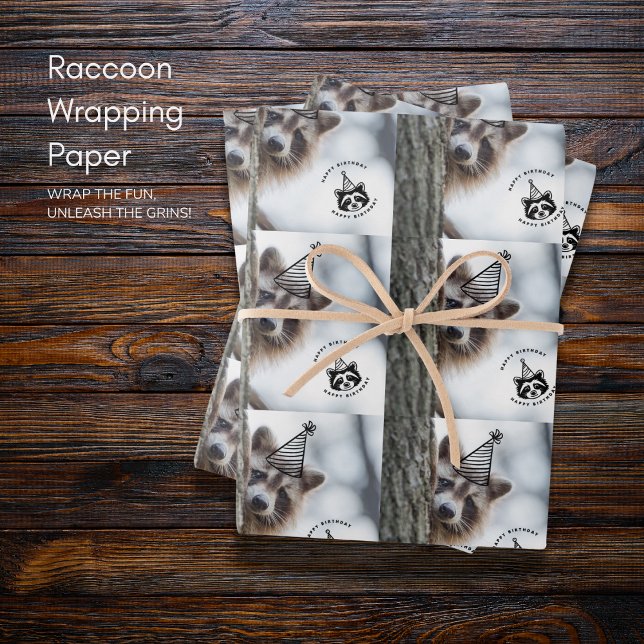 Birthday Mischief: Adorable Raccoon Celebration Wrapping Paper Sheets (Birthday Mischief: Adorable Raccoon Celebration Wrapping Paper Sheets)