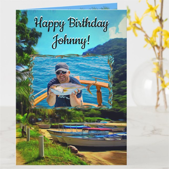 Birthday Mismaloya Boats on The River 0350 Card (Creator Uploaded)