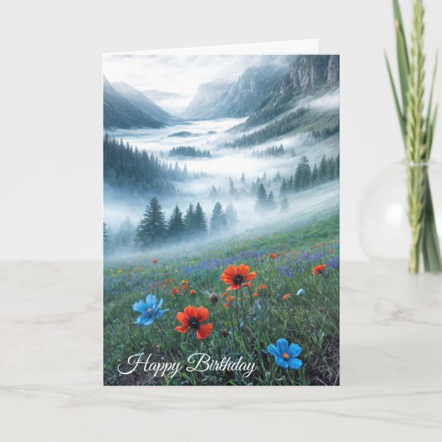 Birthday Misty Mountain Valley Card (Front)