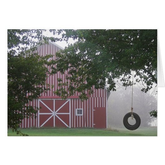 birthday misty red and white striped barn (Front Horizontal)
