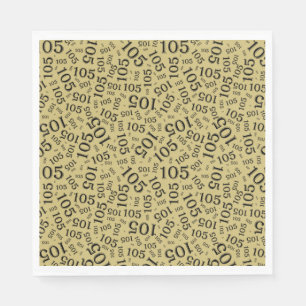 Birthday Modern 105 Number Pattern Black/Gold Napkins