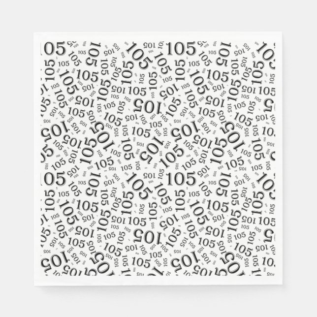  Birthday Modern 105 Number Pattern Black/White Napkins (Front)