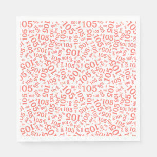Birthday Modern 105 Number Pattern Coral/White Napkins
