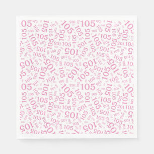 Birthday Modern 105 Number Pattern Pink/White Napkins