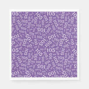 Birthday Modern 105 Number Pattern Purple/White Napkins