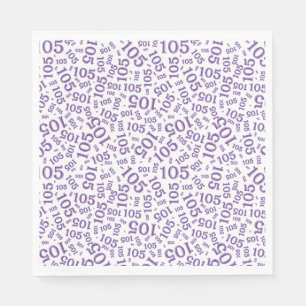 Birthday Modern 105 Number Pattern Purple/White Napkins