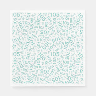 Birthday Modern 105 Number Pattern Teal/White Napkins
