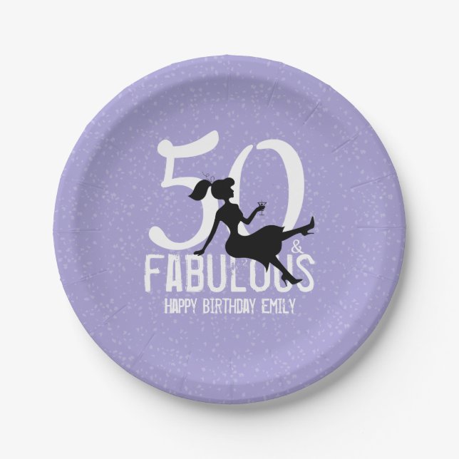 Birthday Modern 50th Birthday Celebration Chic Paper Plates (Front)