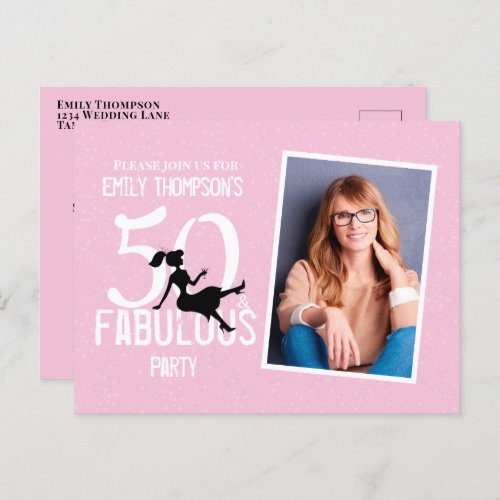 Birthday Modern Fifty and Fabulous Photo Cocktails Postcard