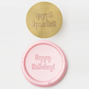 Birthday Modern Happy Birthday Blush Pink Wax Seal Stamp
