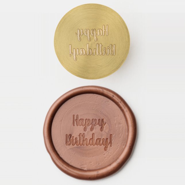 Birthday Modern Happy Birthday Wax Seal Stamp (Stamped)