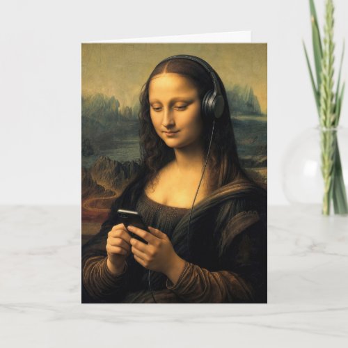 Birthday Modern Mona Lisa with Smartphone Card