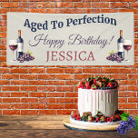Birthday Modern Simple Elegant Banner<br><div class="desc">Celebrate in style with our elegant “Aged to Perfection” Happy Birthday Banner! Featuring a sophisticated watercolor design of a wine glass, wine bottle, and grapes, this banner blends modern typography with a vineyard-inspired theme. Perfect for milestone birthdays like 30th, 40th, 50th, 60th, or beyond, it sets the tone for a...</div>