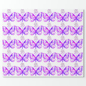 Birthday, mom, butterflies in purple. wrapping paper (Flat)