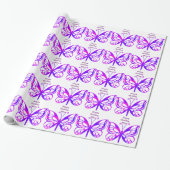 Birthday, mom, butterflies in purple. wrapping paper (Unrolled)