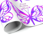 Birthday, mom, butterflies in purple. wrapping paper (Roll Corner)