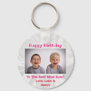Birthday Mom World's Best Ever Cute Kids Photo Keychain