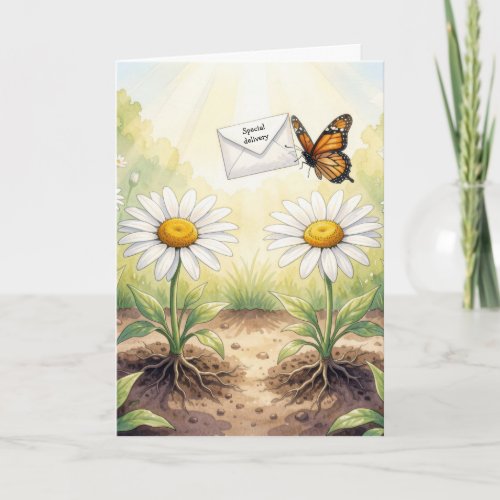 Birthday Monarch Butterfly Delivering Mail Card