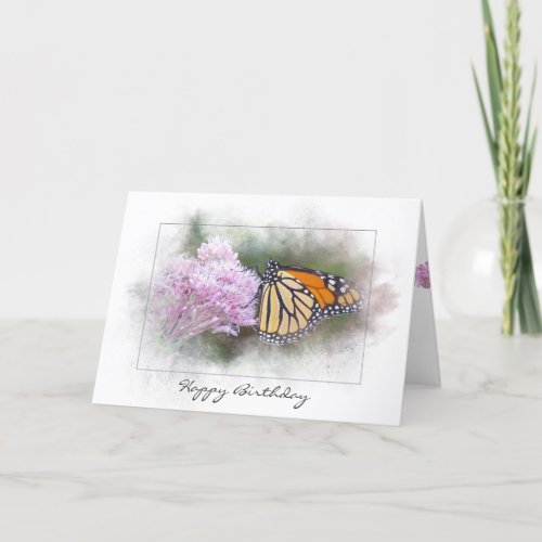 birthday monarch butterfly on wildflower card