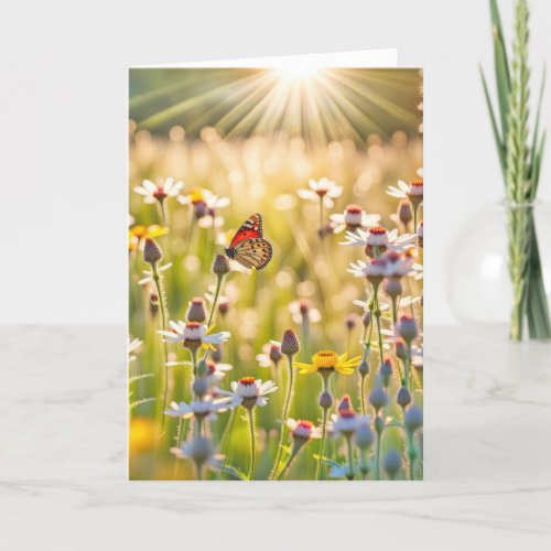 Birthday Monarch Butterfly On Wildflower Card